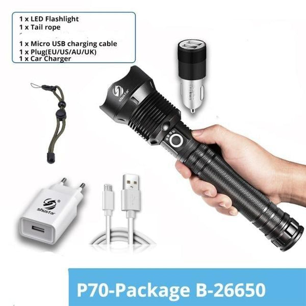 Rechargeable LED Flashlights Waterproof Hnadheld Super Bright High Lumens Zoomable Powerful Lamp Bead Flashlight Torch For Outdoor & Indoor Camping Running Fishing Hiking Lamp