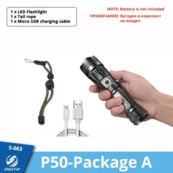Rechargeable LED Flashlights Waterproof Hnadheld Super Bright High Lumens Zoomable Powerful Lamp Bead Flashlight Torch For Outdoor & Indoor Camping Running Fishing Hiking Lamp