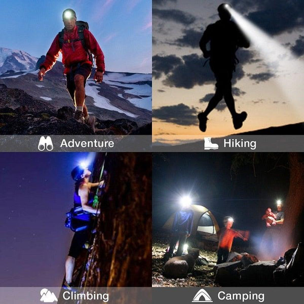 Rechargeable Powerful USB LED High Lumen Headlamp Ultra-Light Bright Headlight Waterproof Sensor Head Light For Outdoors Camping Running Hiking Biking Fishing