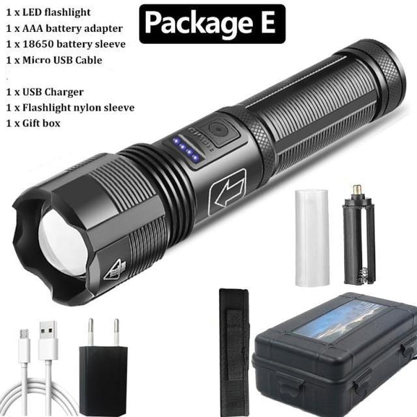 Rechargeable Tactical Flashlight USB LED High Quality Zoomable Torchlight High Lumen Super Bright Flashlight Waterproof Flashlight For Outdoor Best Camping Hiking Riding Flashlight