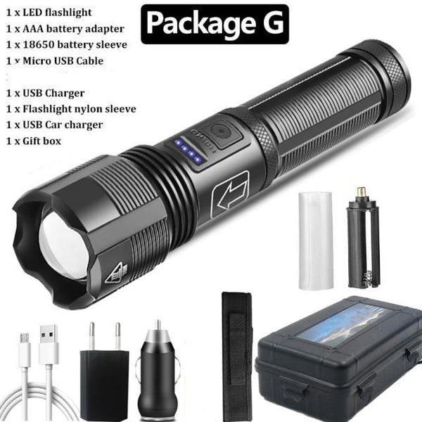 Rechargeable Tactical Flashlight USB LED High Quality Zoomable Torchlight High Lumen Super Bright Flashlight Waterproof Flashlight For Outdoor Best Camping Hiking Riding Flashlight