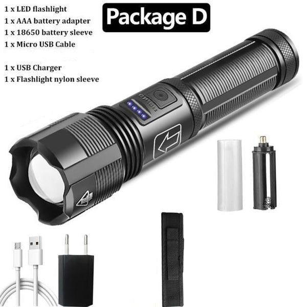 Rechargeable Tactical Flashlight USB LED High Quality Zoomable Torchlight High Lumen Super Bright Flashlight Waterproof Flashlight For Outdoor Best Camping Hiking Riding Flashlight