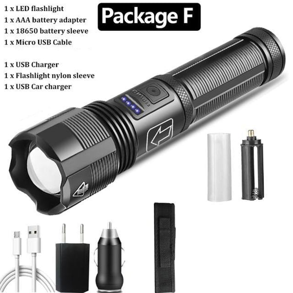 Rechargeable Tactical Flashlight USB LED High Quality Zoomable Torchlight High Lumen Super Bright Flashlight Waterproof Flashlight For Outdoor Best Camping Hiking Riding Flashlight