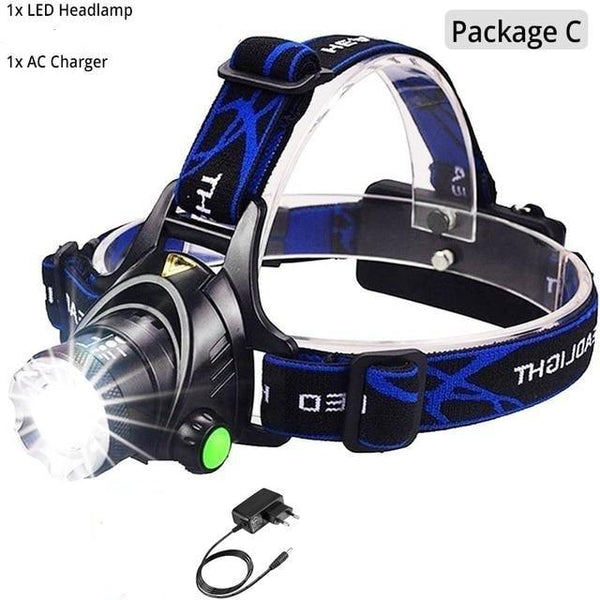 Rechargeable Ultra-bright High Lumen LED Headlamp Hands-Free USB Zoomable Headlight Waterproof Super Bright Head Lights For Fishing Camping Hiking Riding JoggingTorch Flashlight