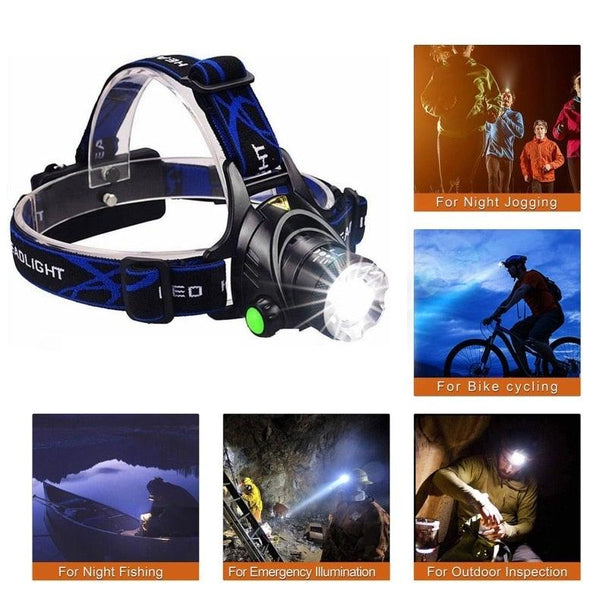 Rechargeable Ultra-bright High Lumen LED Headlamp Hands-Free USB Zoomable Headlight Waterproof Super Bright Head Lights For Fishing Camping Hiking Riding JoggingTorch Flashlight