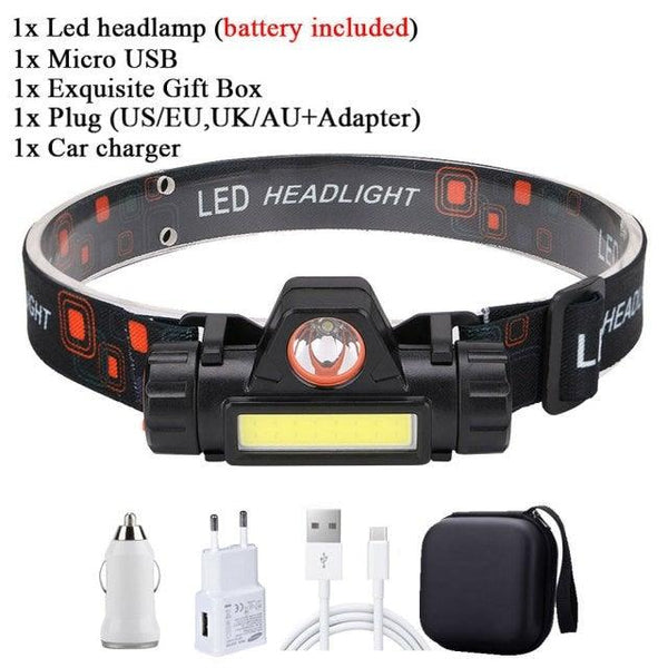 Rechargeable Waterproof Powerful LED Headlamp Portable Mini Built-in 18650 Battery Flashlight For Portable Head Lamp Flashlight, Outdoor Lightweight Durable Headlight For Outdoor Running Camping Reading Fishing Walking Jogging Headlight