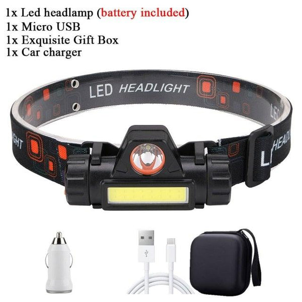 Rechargeable Waterproof Powerful LED Headlamp Portable Mini Built-in 18650 Battery Flashlight For Portable Head Lamp Flashlight, Outdoor Lightweight Durable Headlight For Outdoor Running Camping Reading Fishing Walking Jogging Headlight