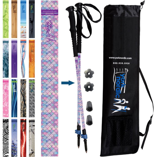 Official Casual Trek Hiking & Walking Poles - Hiking/Trekking Grip w-flip locks, detachable feet and travel bag - pair - For Heights up to 6’2”