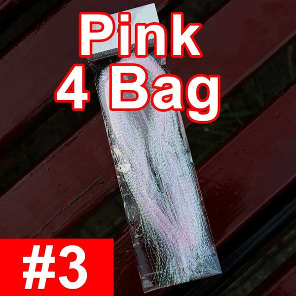 Bimoo 4Packs Flashabou Tinsel Fly Tying Crystal Flash for Jig Hook Lure Making Material Krystal Strands Gold Silver Rainbow Pink - HuntPost Marketplace