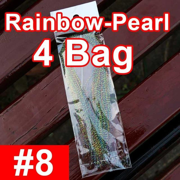 Bimoo 4Packs Flashabou Tinsel Fly Tying Crystal Flash for Jig Hook Lure Making Material Krystal Strands Gold Silver Rainbow Pink - HuntPost Marketplace