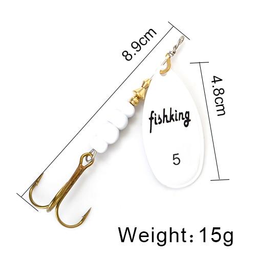 FISH KING Spinner Bait 3.9g 4.6g 7.4g 10.8g 15g Spoon Lures pike Metal With Treble Hooks Arttificial Bass Bait Fishing Lure - HuntPost Marketplace