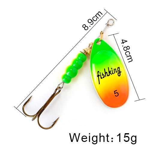 FISH KING Spinner Bait 3.9g 4.6g 7.4g 10.8g 15g Spoon Lures pike Metal With Treble Hooks Arttificial Bass Bait Fishing Lure - HuntPost Marketplace