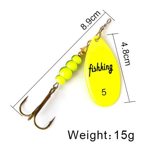 FISH KING Spinner Bait 3.9g 4.6g 7.4g 10.8g 15g Spoon Lures pike Metal With Treble Hooks Arttificial Bass Bait Fishing Lure - HuntPost Marketplace