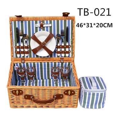 Wicker Basket Wicker Camping Picnic Basket Outdoor Willow Picnic Baskets Handmade Picnic Basket Set for 4Persons Picnic Party - HuntPost Marketplace