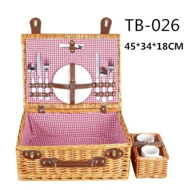 Wicker Basket Wicker Camping Picnic Basket Outdoor Willow Picnic Baskets Handmade Picnic Basket Set for 4Persons Picnic Party - HuntPost Marketplace