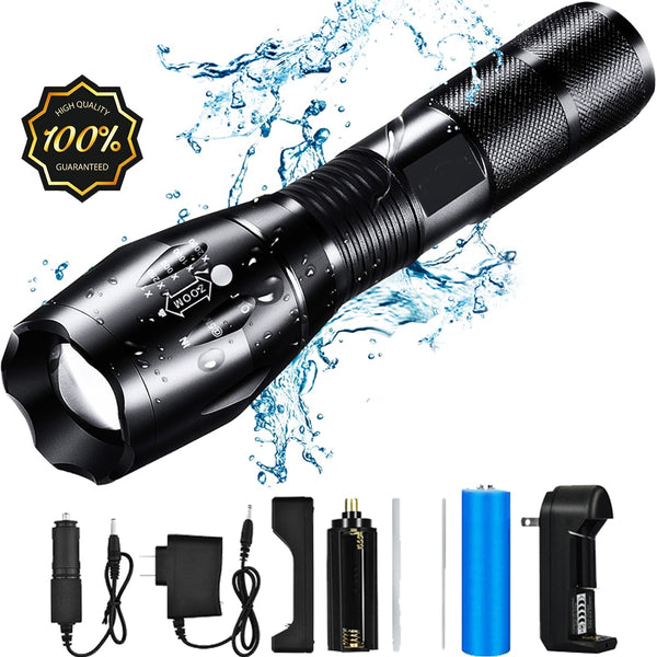 8000LM Powerful Waterproof LED Flashlight Portable LED Camping Lamp Torch Lights Lanternas Self Defense Tactical Flashlight