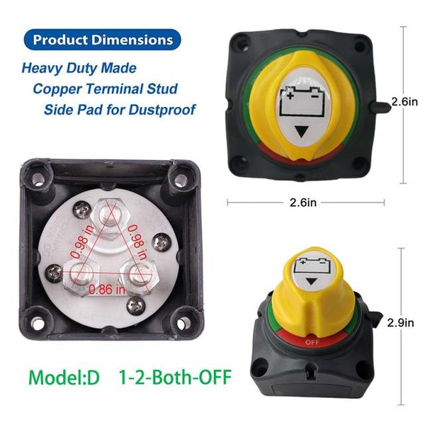 12V Dual Battery Master Selector Disconnect Isolator Cut off Kill Switch For Car Marine Camper Vans Truck RV ATV UTV Accessories - HuntPost Marketplace