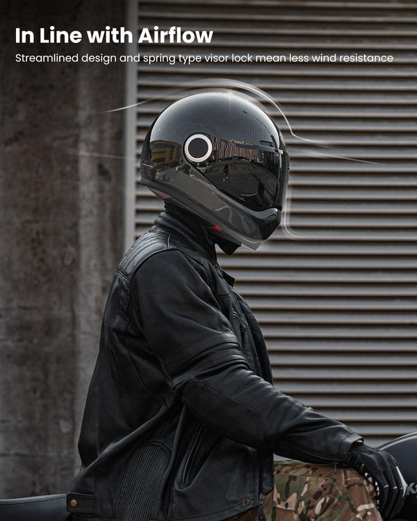 ILM Carbon Fiber Lightweight Motorcycle Helmets Full Face Retro Helmet Model F611