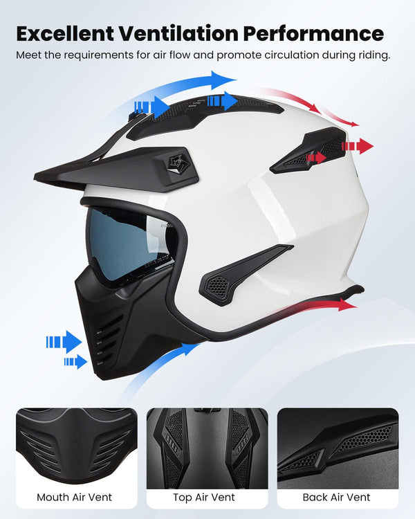 ILM Open Face Motorcycle 3/4 Half Helmet Model 726X