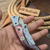 Twilight Burl Folder Knife 7" Handmade Burl Wood Damascus Blade