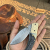 Stagline Damascus Folder 7" Handmade Horn Handle Damascus Bolster