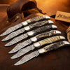 Trailfold Stag Pocket Knife Set 8" Handmade Set of 5 Folding Knives