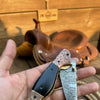 Duskhorn Damascus Folder 7.5" Handmade Micarta Handle Horn Bolster