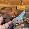 Duskhorn Damascus Folder 7.5" Handmade Micarta Handle Horn Bolster