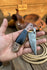 Duskhorn Damascus Folder 7.5" Handmade Micarta Handle Horn Bolster