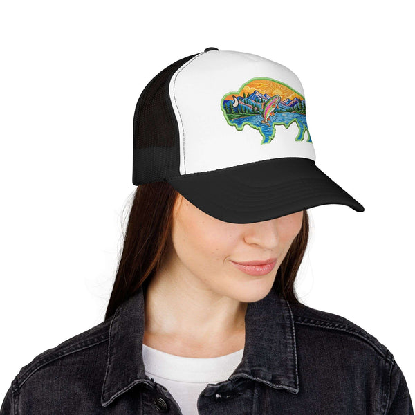 Sunset Buffalo Mountain Patch Foam Trucker Hat | Clear Water Trading Co.