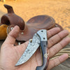 Twilight Burl Folder Knife 7" Handmade Burl Wood Damascus Blade