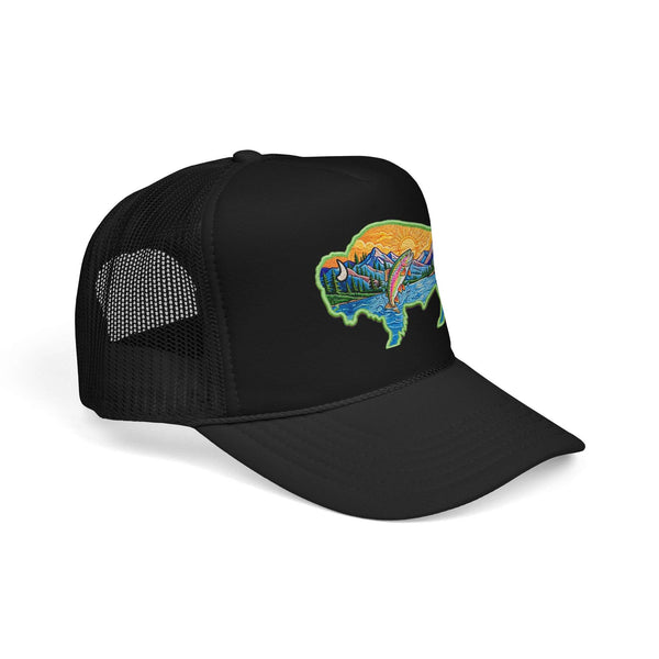 Sunset Buffalo Mountain Patch Foam Trucker Hat | Clear Water Trading Co.