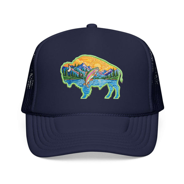 Sunset Buffalo Mountain Patch Foam Trucker Hat | Clear Water Trading Co.