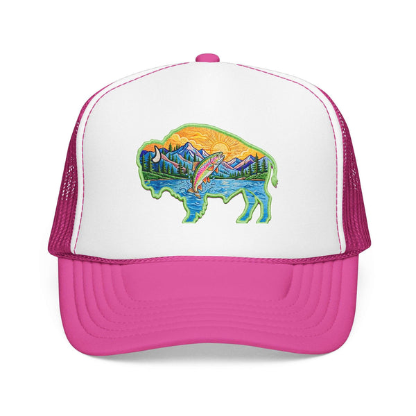 Sunset Buffalo Mountain Patch Foam Trucker Hat | Clear Water Trading Co.