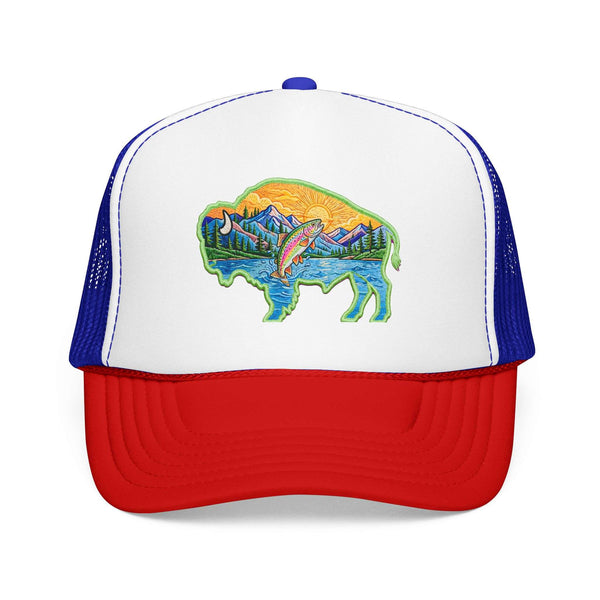 Sunset Buffalo Mountain Patch Foam Trucker Hat | Clear Water Trading Co.