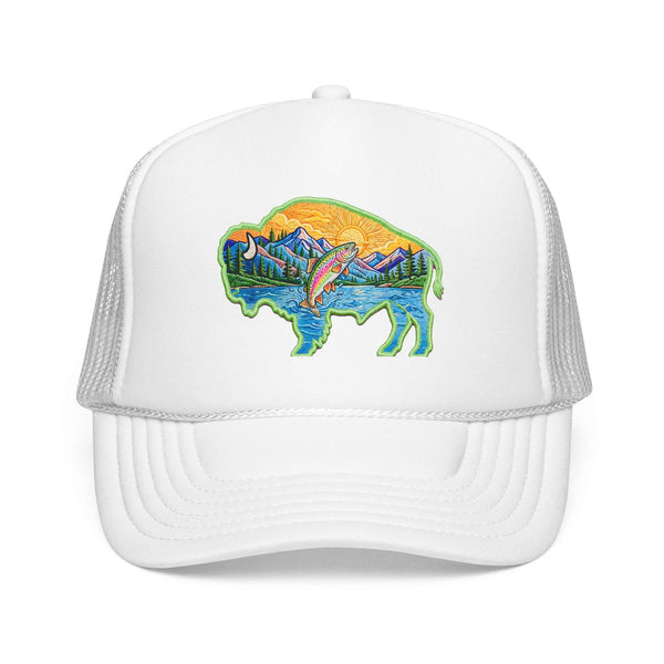 Sunset Buffalo Mountain Patch Foam Trucker Hat | Clear Water Trading Co.