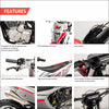 TrailMaster LX250 Dirt Bike, 6-Speed Manual, Dual Disc Brakes, Electric Start with Kick backup, (21/18) Wheels