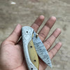 Boneridge Damascus Folder 7" Premium Bone Handle with Damascus Bolster
