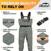 DikaSun Chest Waders with Boots — Lightweight Bootfoot Waders for Men & Women, Duck Hunting & Fly Fishing (US Sizes, Grey))