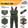 DikaSun Chest Waders with Boots — Lightweight Bootfoot Waders for Men & Women, Duck Hunting & Fly Fishing (US Sizes, Dark Green)