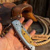 Boneridge Damascus Folder 7" Premium Bone Handle with Damascus Bolster