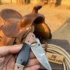 Duskhorn Damascus Folder 7.5" Handmade Micarta Handle Horn Bolster