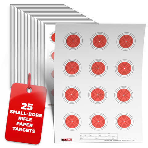 25 EZ2C Targets Style 27/RD10: Small-bore 50ft Paper Shooting Target 11"x17" USA MADE Pad of 25
