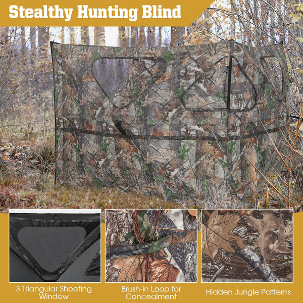 2-Panel Hunting Ground Blind Pop Up Fence with 3 Shoot Through Ports