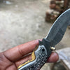 Honeywood Hawkbill Folder Knife 8" Handmade Wood Handle Damascus Blade