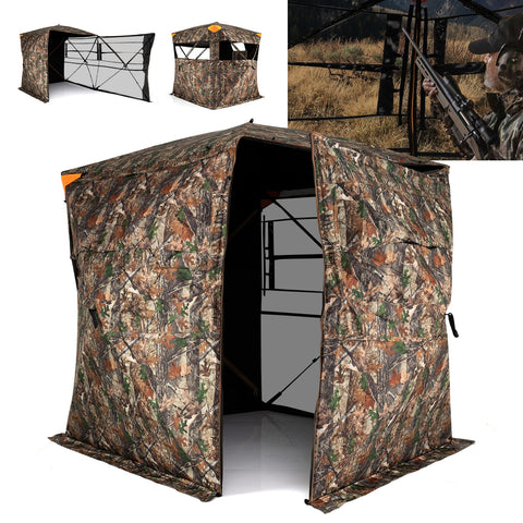 3-4 Person Hunting Blind 270¬∞ See-Through Pop-up Ground Blind with Full-Open Swing Door
