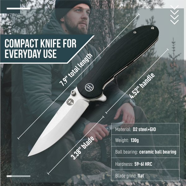 The Straight Back Folding Pocket Knife Giftset for Men and Women (Silver and Black)