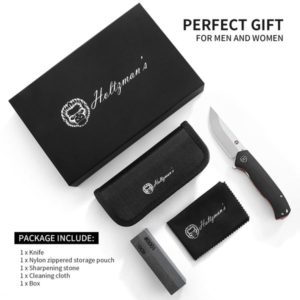 The Pathfinder Folding Pocket Knife Giftset for Men and Women (Silver and Red)