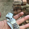 Pearlridge Damascus Folder 7" Handmade Mother of Pearl Lock Back