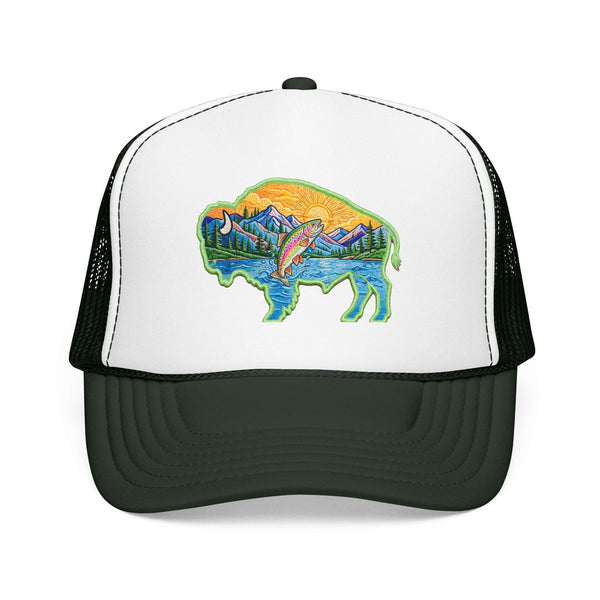 Sunset Buffalo Mountain Patch Foam Trucker Hat | Clear Water Trading Co.